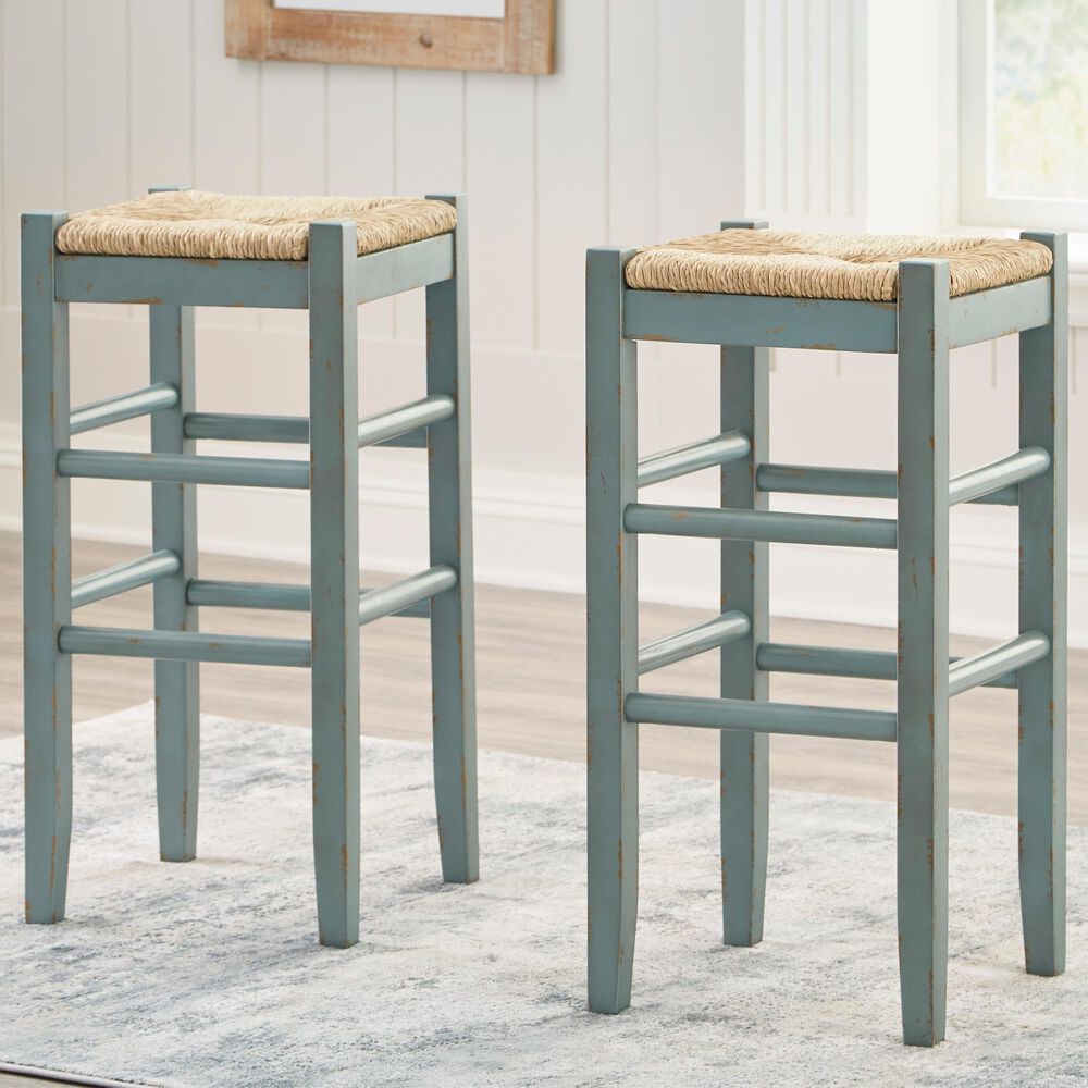Ashley Mirimyn Bar Stool Set of 2 in Teal, , large