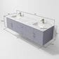 Lexora Home Geneva 72" Double Bathroom Vanity in Dark Grey with 2 cm White Carrara Marble Top and Rectangular Sinks, , large