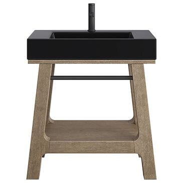 James Martin Vanities Auburn 31.5" Single Bathroom Vanity in Weather Timber with Black Matte Stone Composite Top and Rectangular Sink, , large