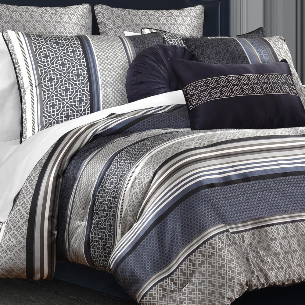Royal Court Carlisle 3-Piece Full/Queen Comforter Set in Indigo, , large