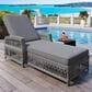 Hearth and Haven GO Outdoor Long Reclining Chaise Lounge with Armrests and Adjustable Backrest in Grey, , large