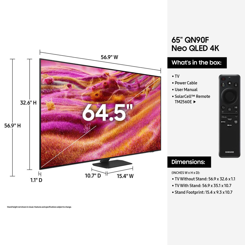 Samsung 65&quot; Class QN90F Neo QLED 4K Vision AI in Tital Black - Smart TV, , large