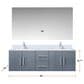 Lexora Home Geneva 60" Double Bathroom Vanity in Dark Grey with 2 cm White Cultured Marble Top and Rectangular Sinks, , large