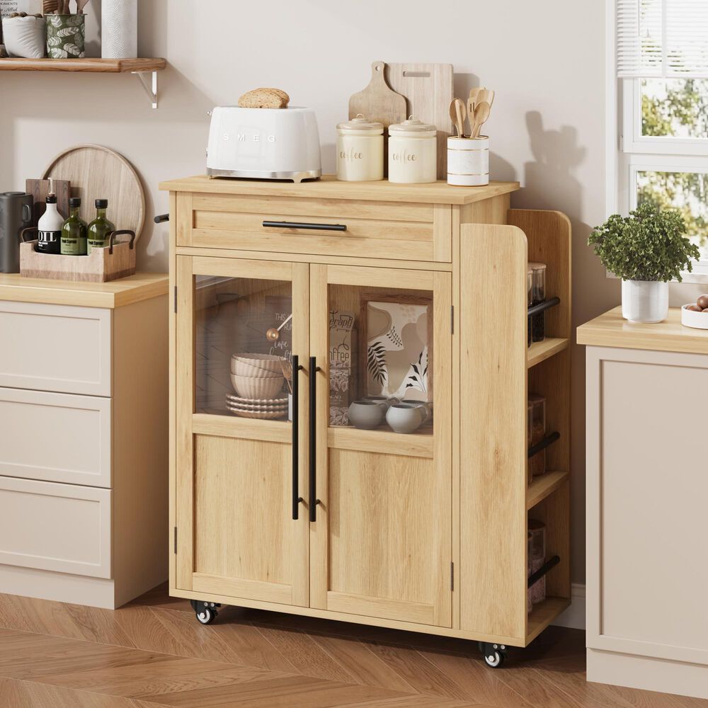 GARVEE Kitchen Island Cart with Storage in Natural, , large