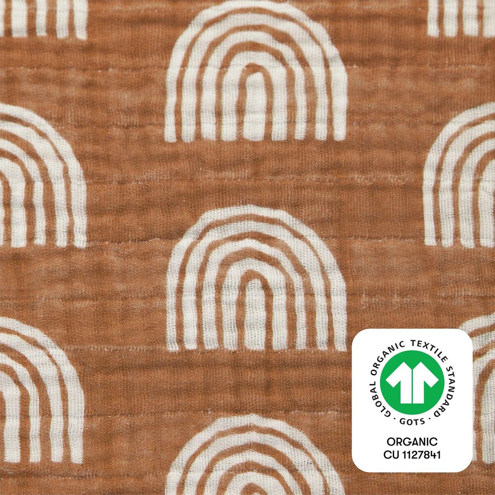 Babyletto Terracotta Rainbow Changing Pad Cover in White and Brown, , large