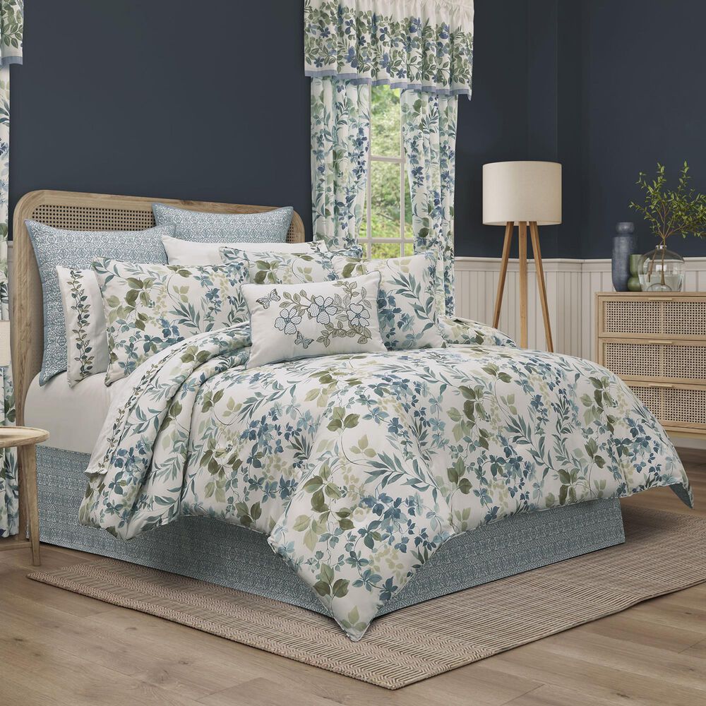 Royal Court Evergreen 4-Piece Full Comforter Set in Blue, , large
