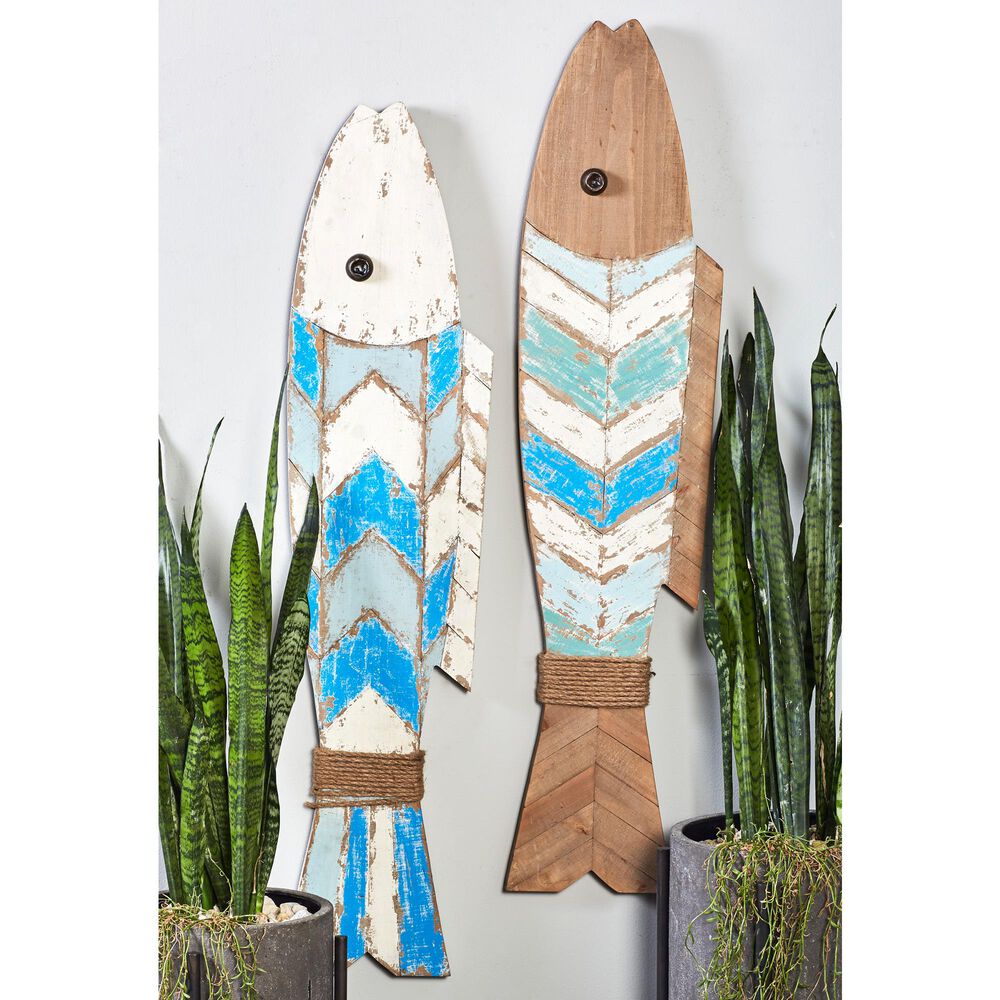 Maple and Jade 10" x 44" Fish Wall Decor in Multi, , large