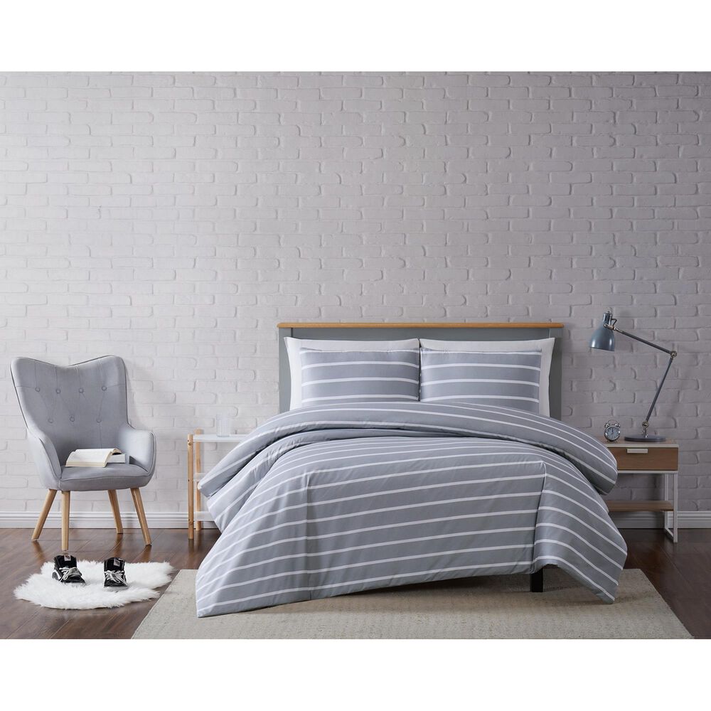 Pem America Truly Soft Maddow 3-Piece Full/Queen Duvet Set in Grey, , large