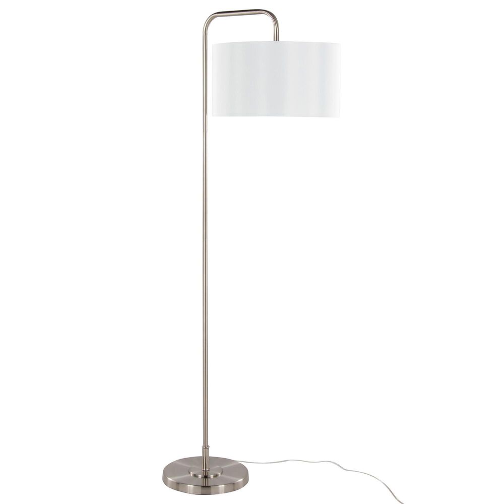 LumiSource Puck 63" Metal Floor Lamp in Brushed Nickel, , large