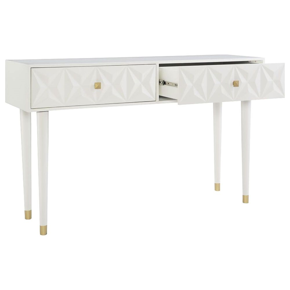 Linden Boulevard Geometric Console Table in White, , large