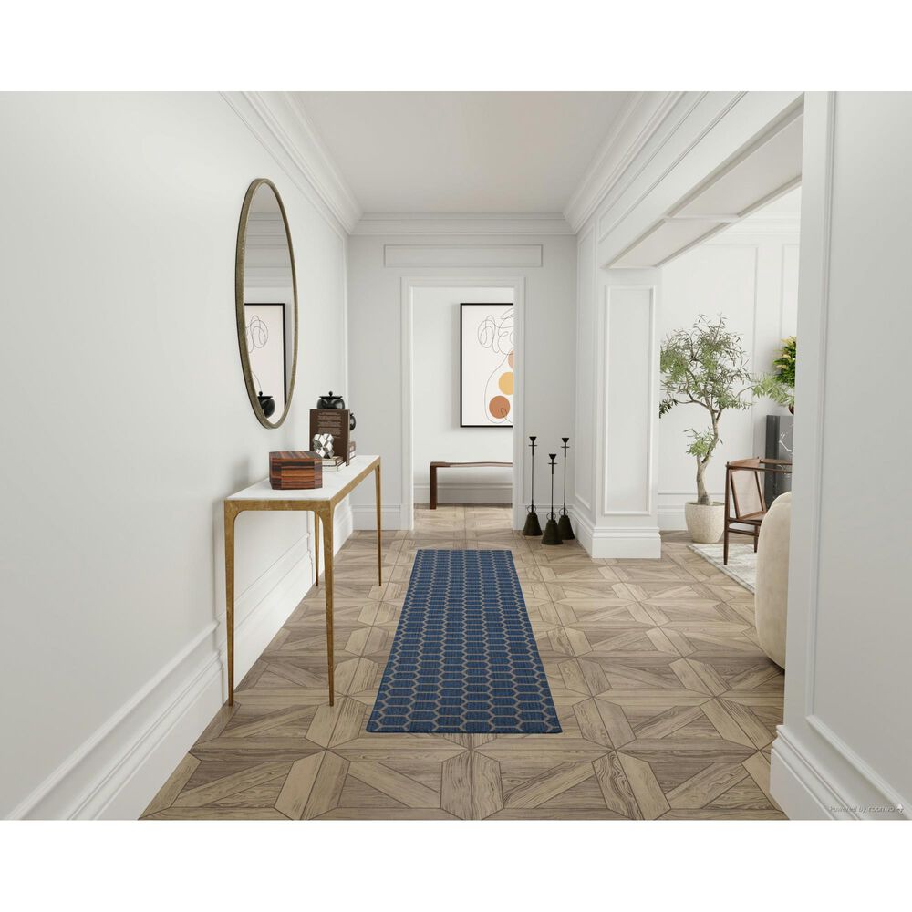 Nourison Twist Reversible 2&#39;2&quot; x 10&#39; Blue Indoor/Outdoor Runner, , large