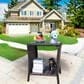 Hearth and Haven Wicker Patio Coffee Table with Clear Tempered Glass Top in Brown, , large