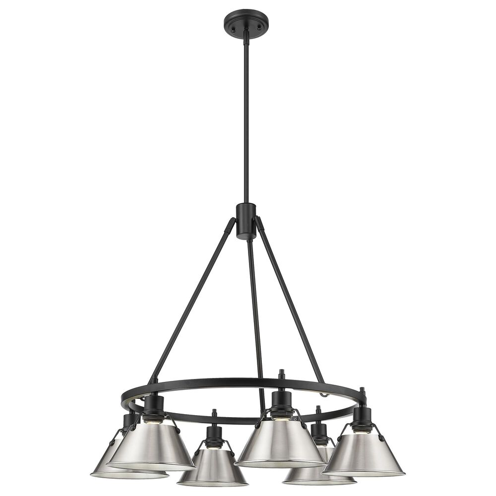 Golden Lighting Orwell 6-Light Chandelier with Pewter Shade in Matte Black, , large