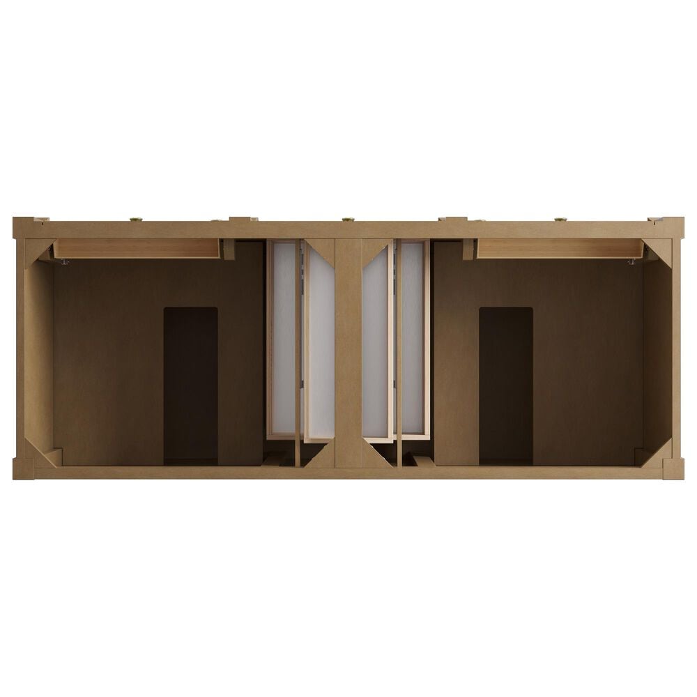 James Martin Brittany 60" Double Bathroom Vanity in Pecan with 3 cm White Zeus Silestone Top and Rectangular Sinks, , large