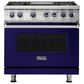 Viking Range 36" Sealed Burner Gas Range in Cobalt Blue, , large