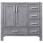 Lexora Home Jacques 36" Left Offset Single Bathroom Vanity in Distressed Grey with 2 cm White Carrara Marble Top and Rectangular Sink, , large