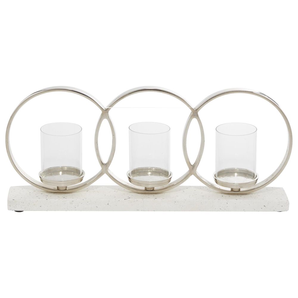 Maple and Jade Candle Holder Centerpiece in White and Silver, , large