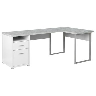 Monarch Specialties 80" L Shaped Computer Desk in Grey, White and Silver, , large