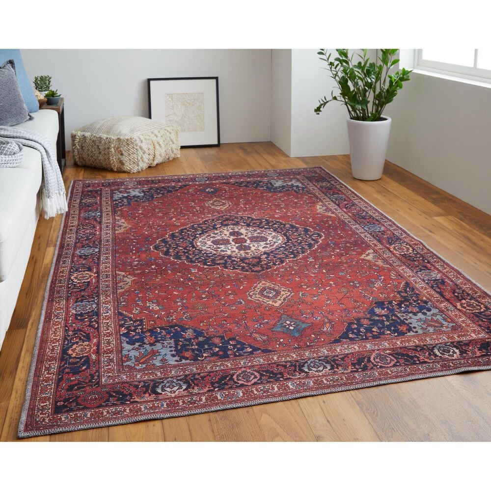 Feizy Rawlins 39HDF 3&#39;11&quot; x 6&#39; Red and Navy Area Rug, , large