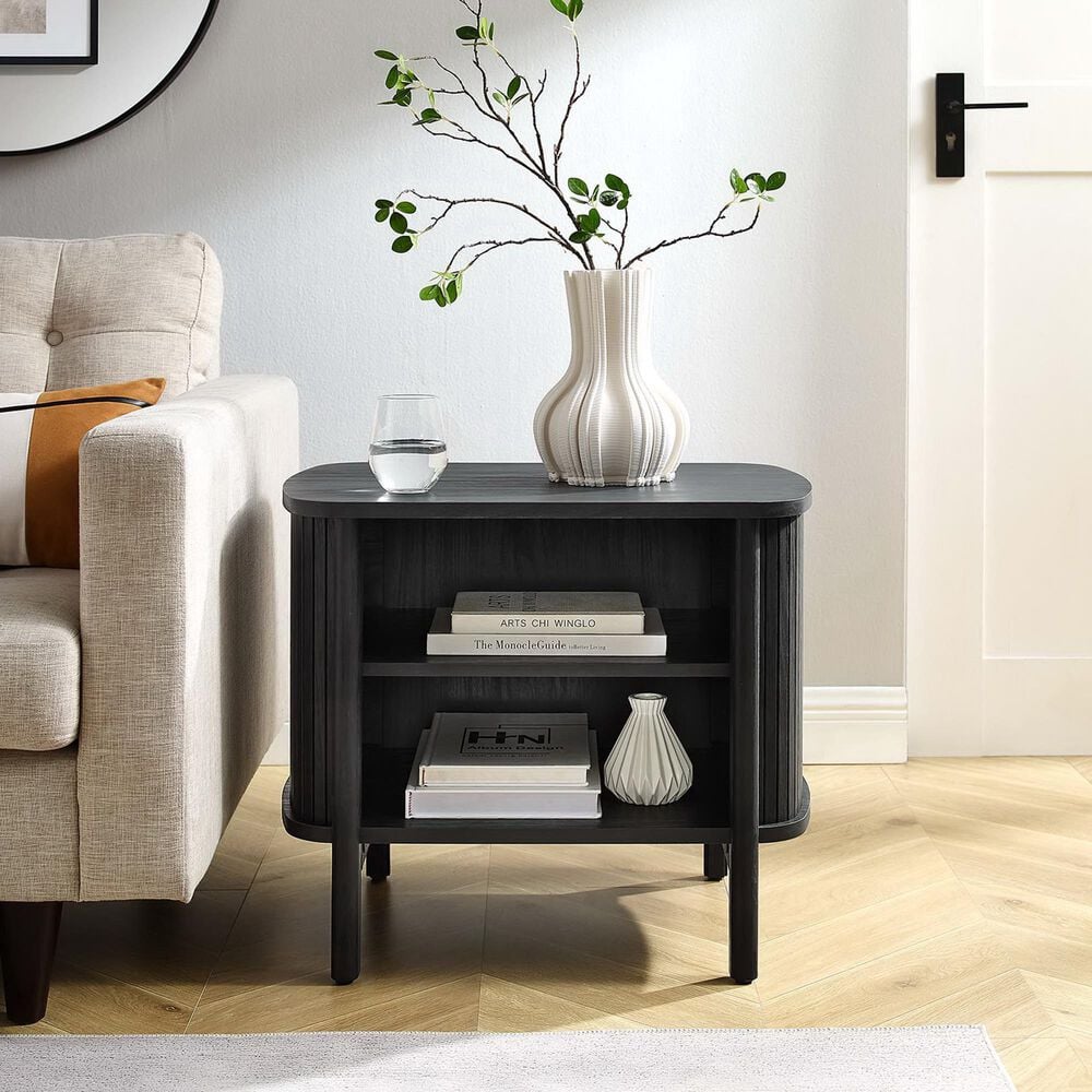 Modway Cadence Open 2 Shelves Nightstand in Black, , large