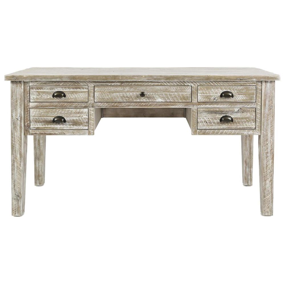 Waltham Artisans Craft 5-Drawer Desk in Washed Grey, , large