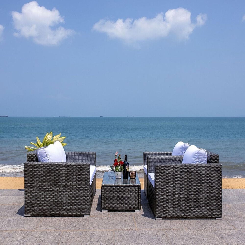 Safavieh Brielle 4-Piece Patio Living Set in Grey Brown, , large