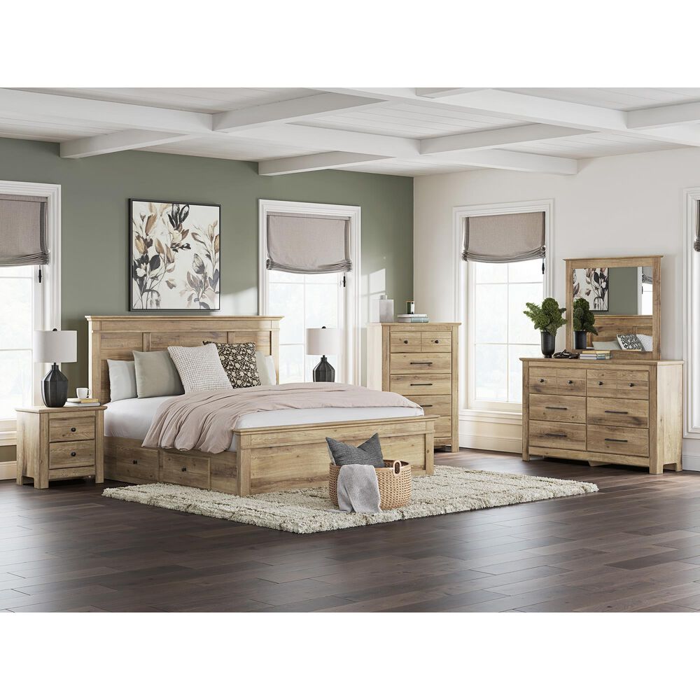 Ashley Makidern 4-Piece King Storage Bedroom Set with Four Drawers in Natural Brown, , large