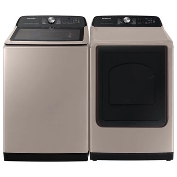 Samsung 5.2 Cu. Ft. Smart Top Load Impeller Washer and 7.4 Cu. Ft. Electric Dryer in Champagne, , large