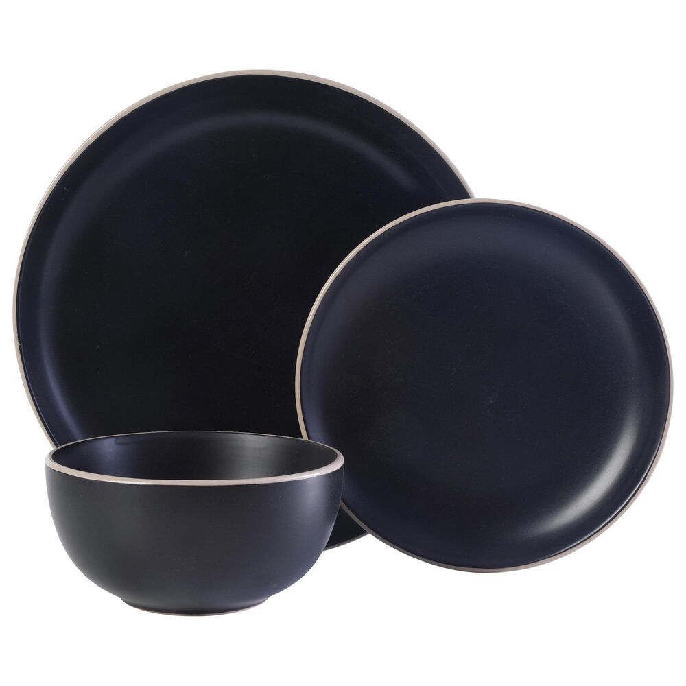 Gibson Homewares Rockaway 12-Piece Dinnerware Set in Matte Black, , large