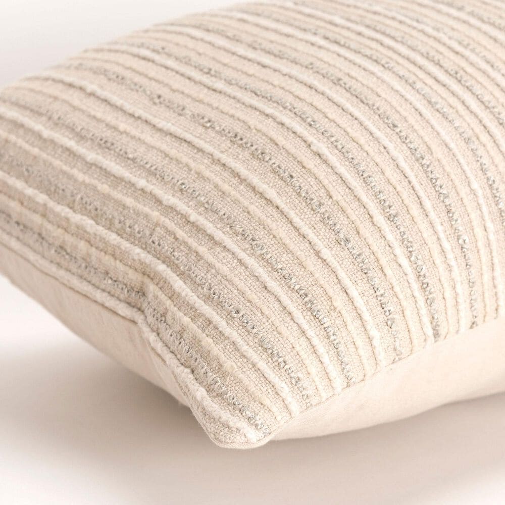 Rizzy Home 14&quot; x 26&quot; Down Filled Lumbar Pillow in Neutral, , large