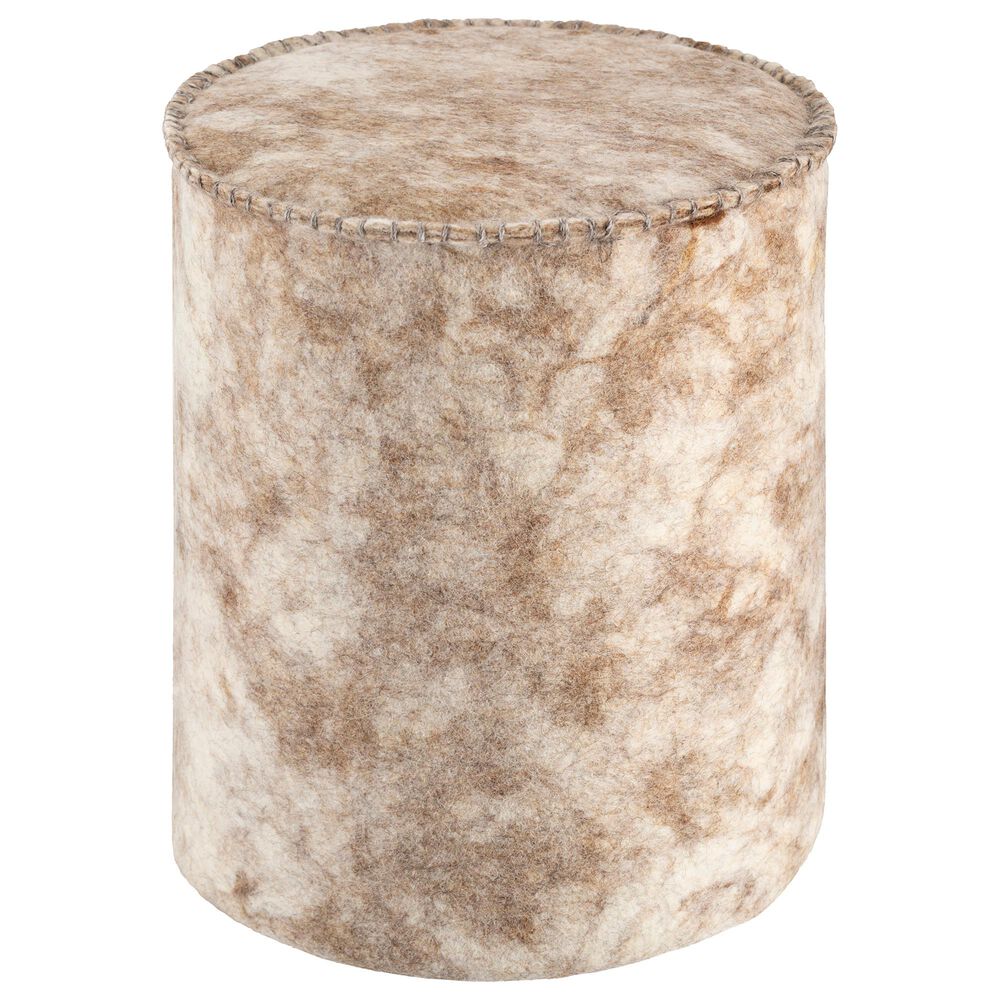 Surya Inc Bergen Pouf in Cream/Camel, , large