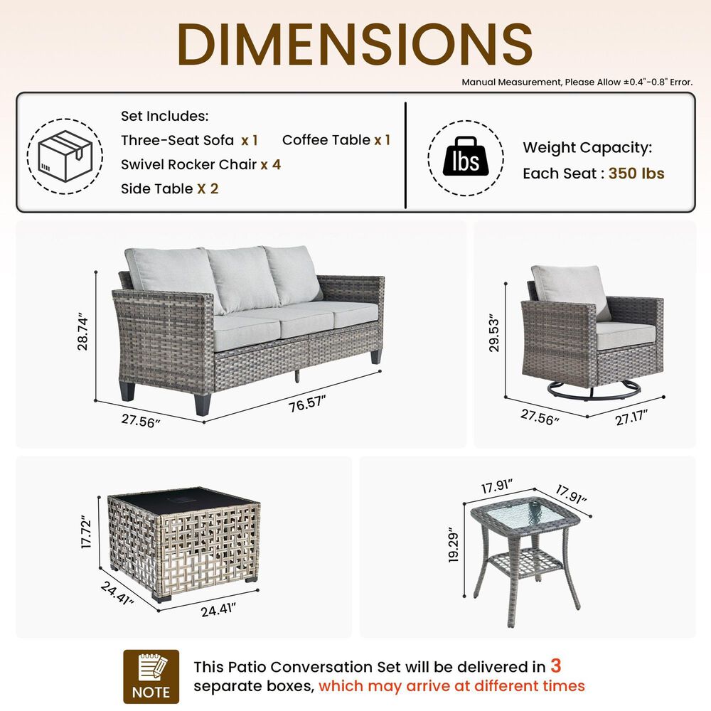 HOMLUX 8-Piece Outdoor Patio Furniture Set in Grey, , large