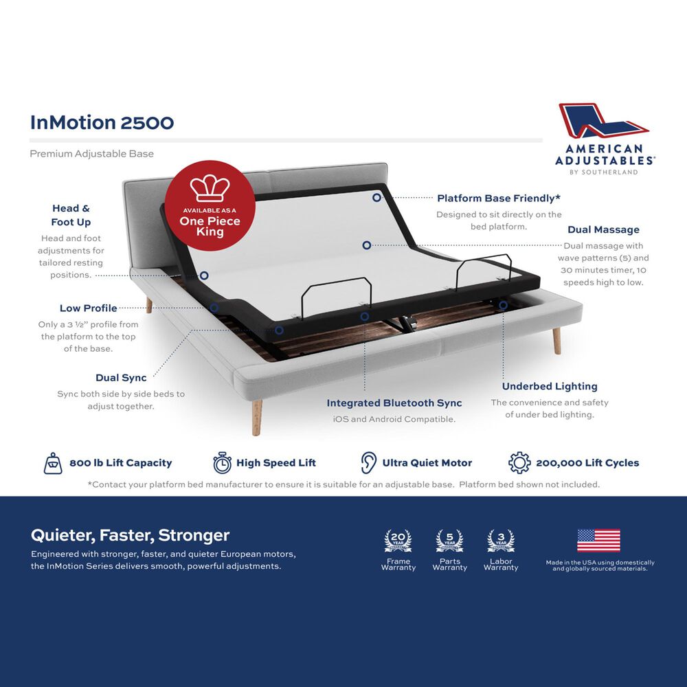 Southerland InMotion 2500 Queen Adjustable Base, , large