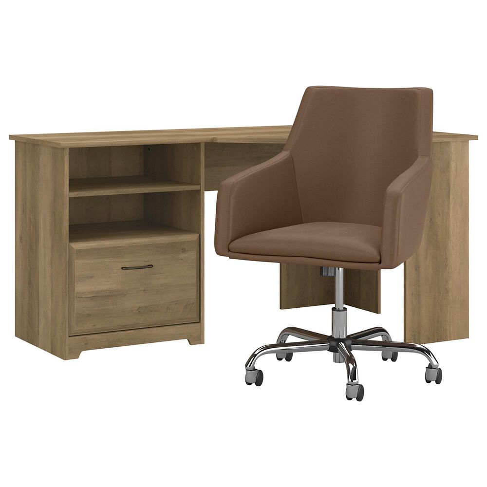 Bush Cabot 2-Piece Office Desk Set in Reclaimed Pine and Chrome, , large