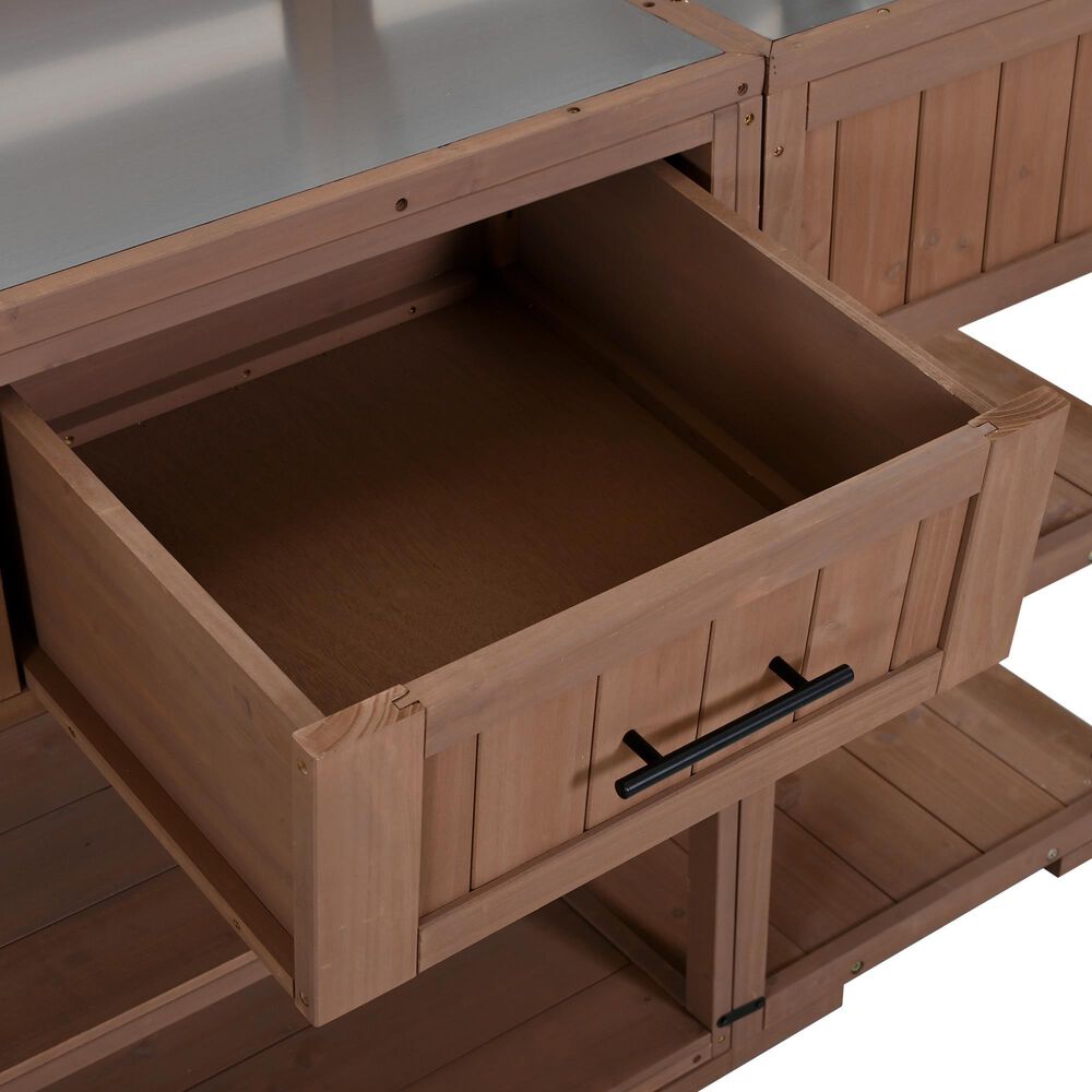 HOMLUX 62.3'' Outdoor Kitchen Island in Brown, , large