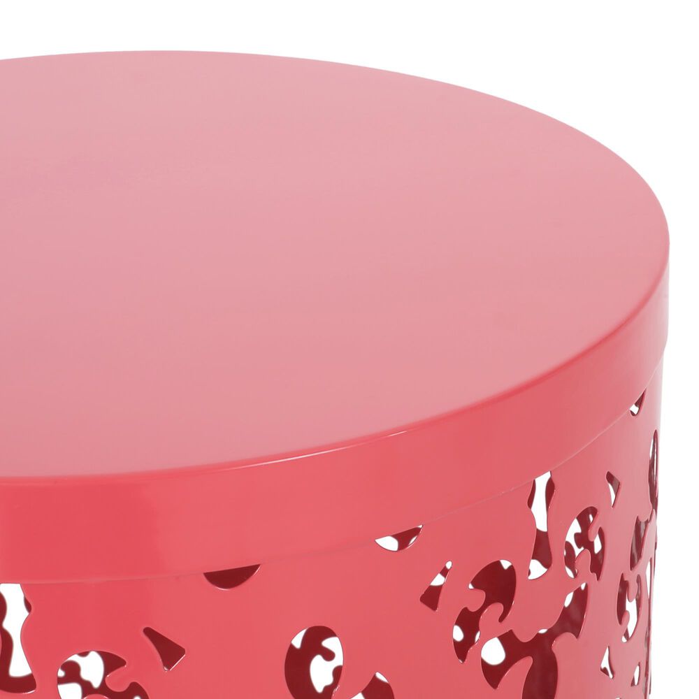 Hearth and Haven Outdoor End Table with Floral Pattern in Coral (Set of 2), , large
