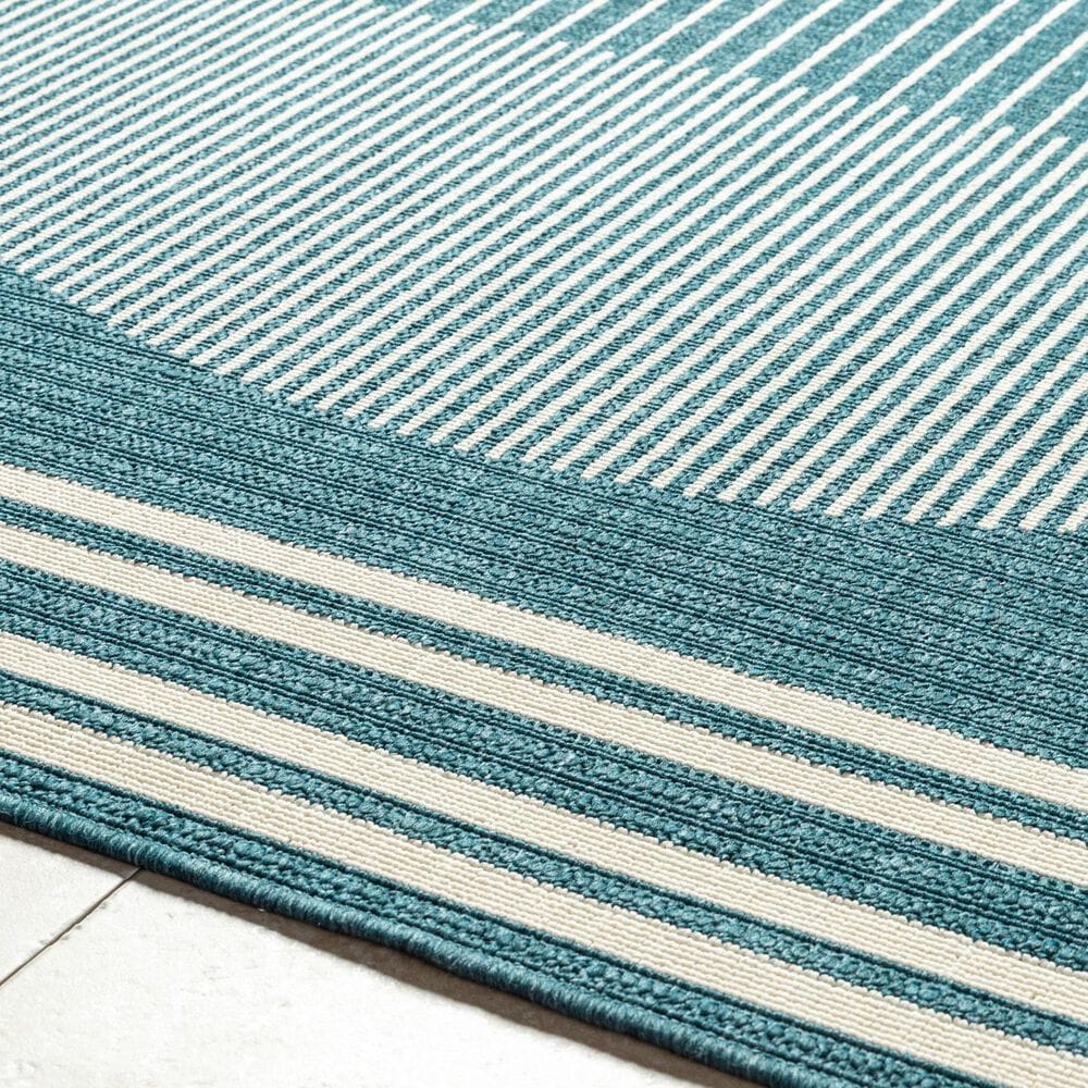 Surya Alfresco 5&#39;3&quot; Square Marine Blue, Light Silver, Slate Blue and Metallic Silver Indoor/Outdoor Area Rug, , large