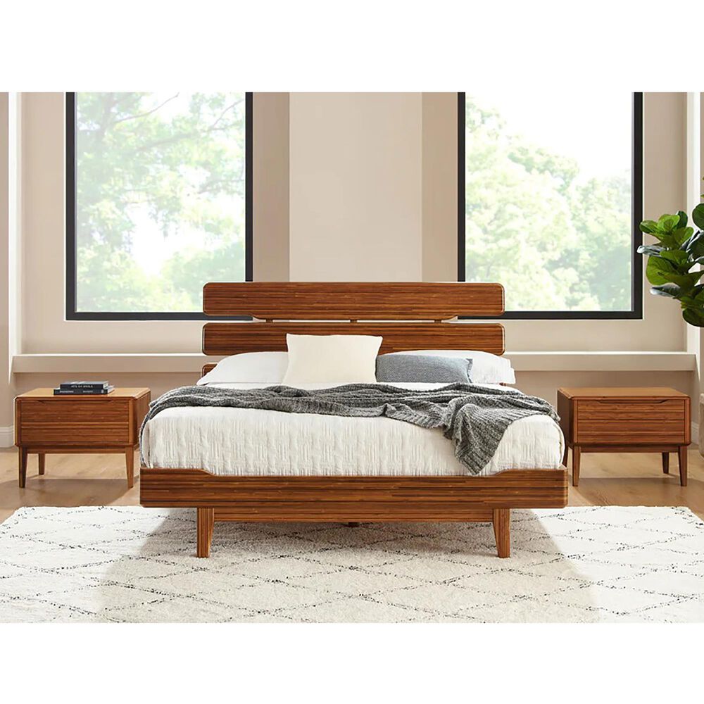 Natural Bamboo Furnishings Currant King Bedroom and Two Nightstands in Amber, , large