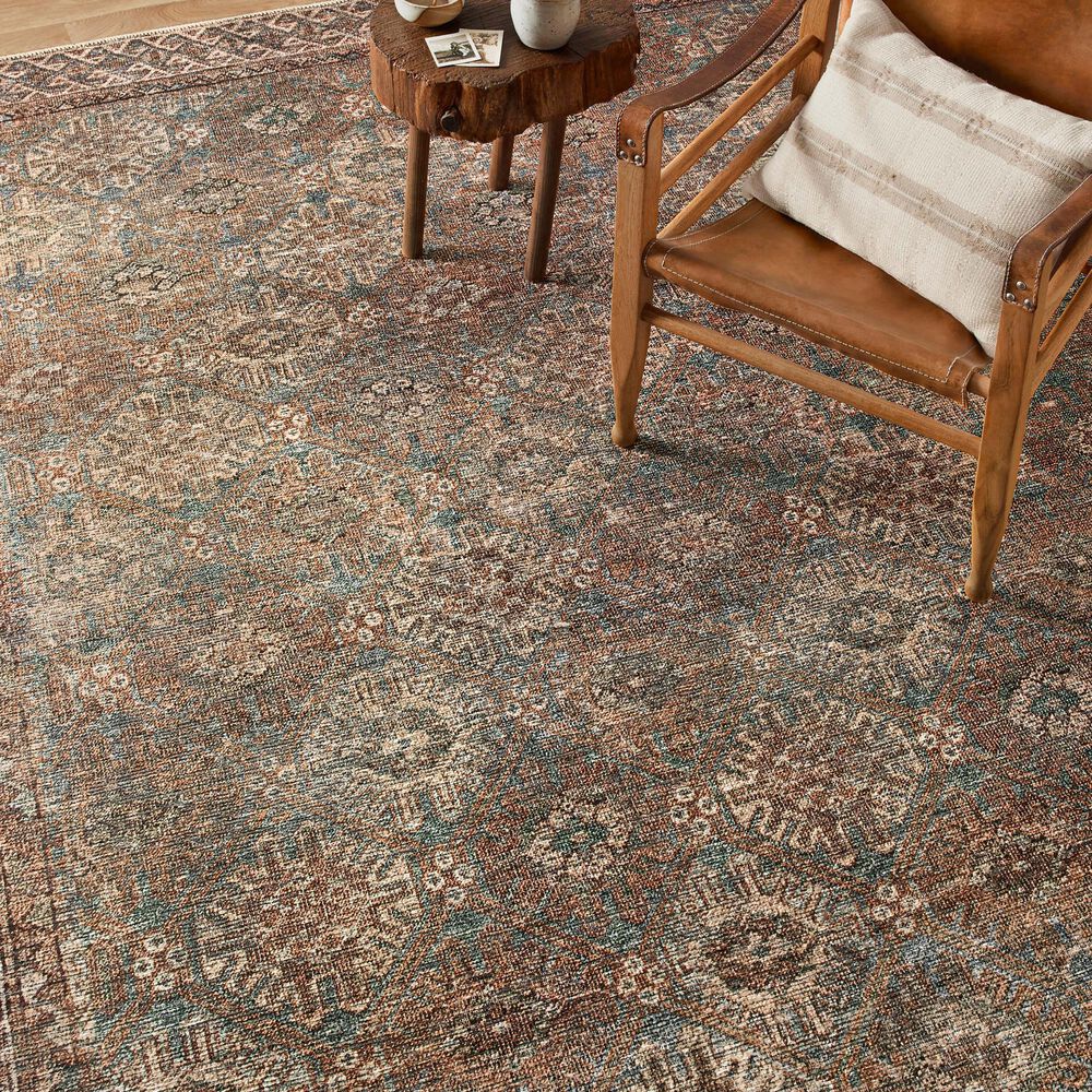 Amber Lewis x Loloi Billie 7&#39;6&quot; x 9&#39;6&quot; Aqua and Rust Area Rug, , large