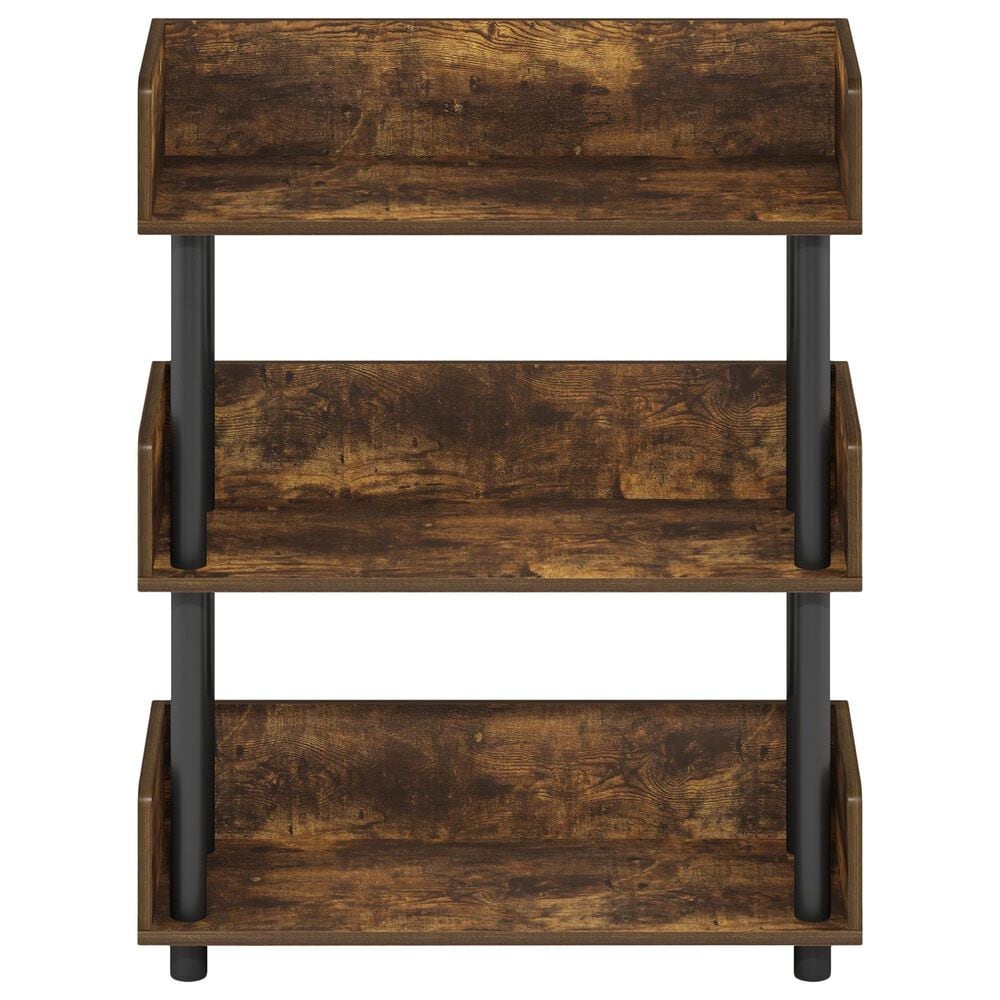 HOMLUX Turn-N-Tube 3-Tier Open Display Storage Bookshelf in Amber Pine and Black, , large