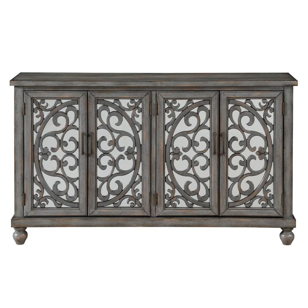 Shell Island Furniture Mirrored 60" Credenza in Hammond Grey Rub, , large