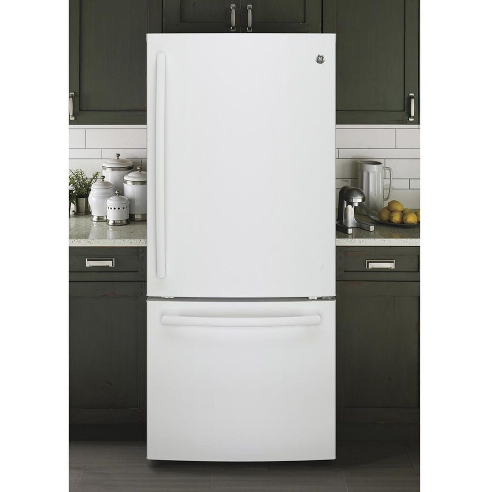GE Appliances 20.9 Cu. Ft. Bottom Freezer Refrigerator in White, , large