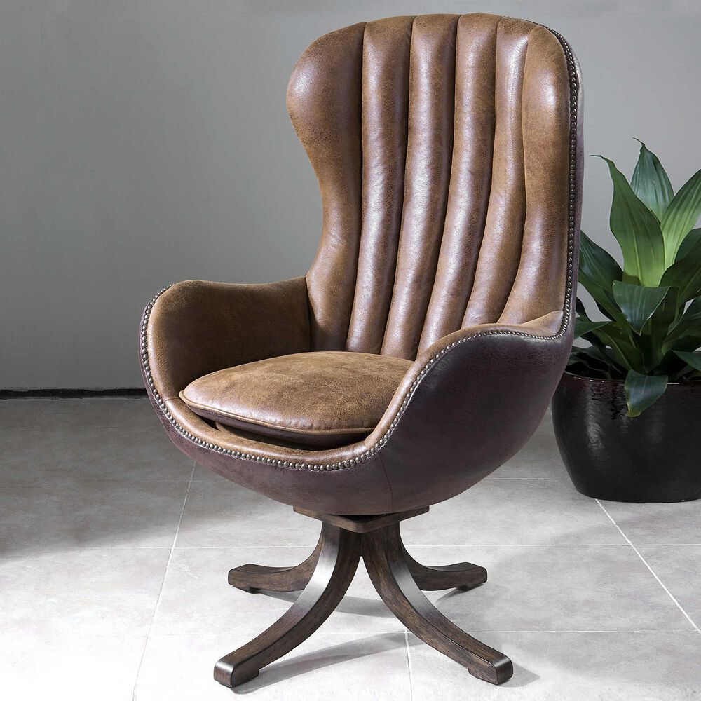 Uttermost Garrett Swivel Chair in Toffee Brown, , large