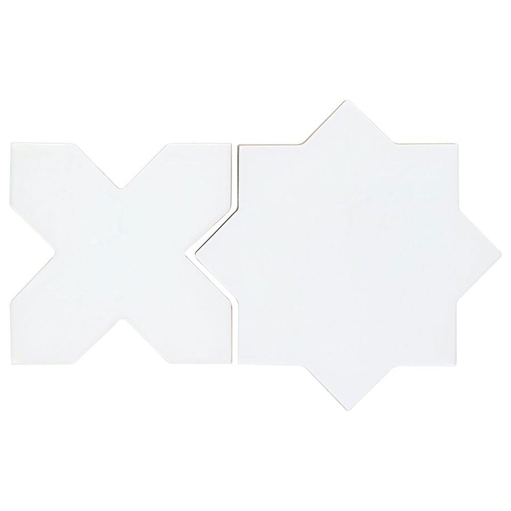 Soho Studio Malta White Star and Cross 6" x 6" Polished Porcelain Tile Kit, , large