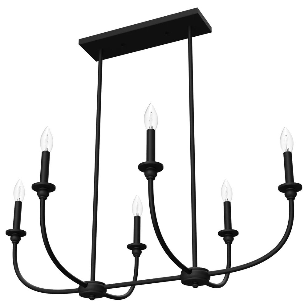Hunter Southcrest 6-Light Linear Chandelier in Flat Matte Black, , large