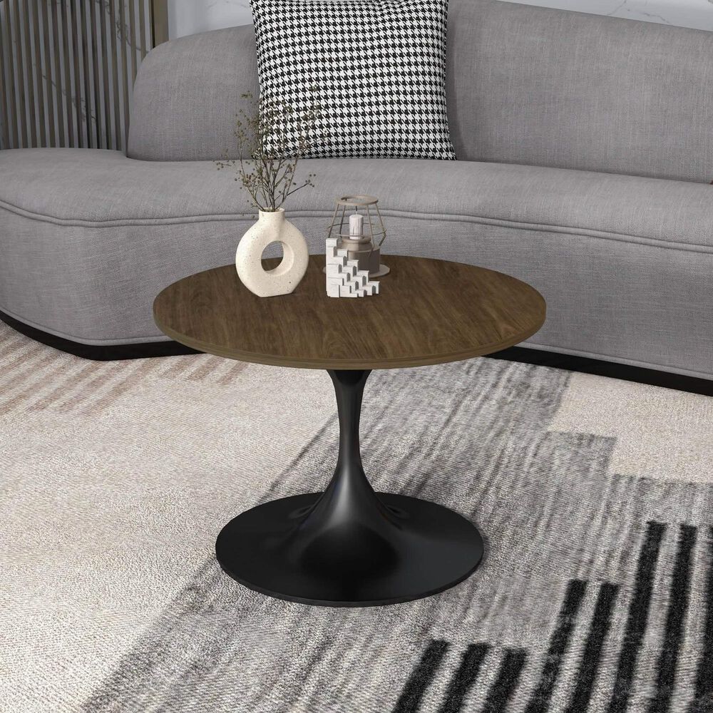 Leisuremod Verve 27&quot; Coffee Table with MDF Top in Black and Dark Brown, , large
