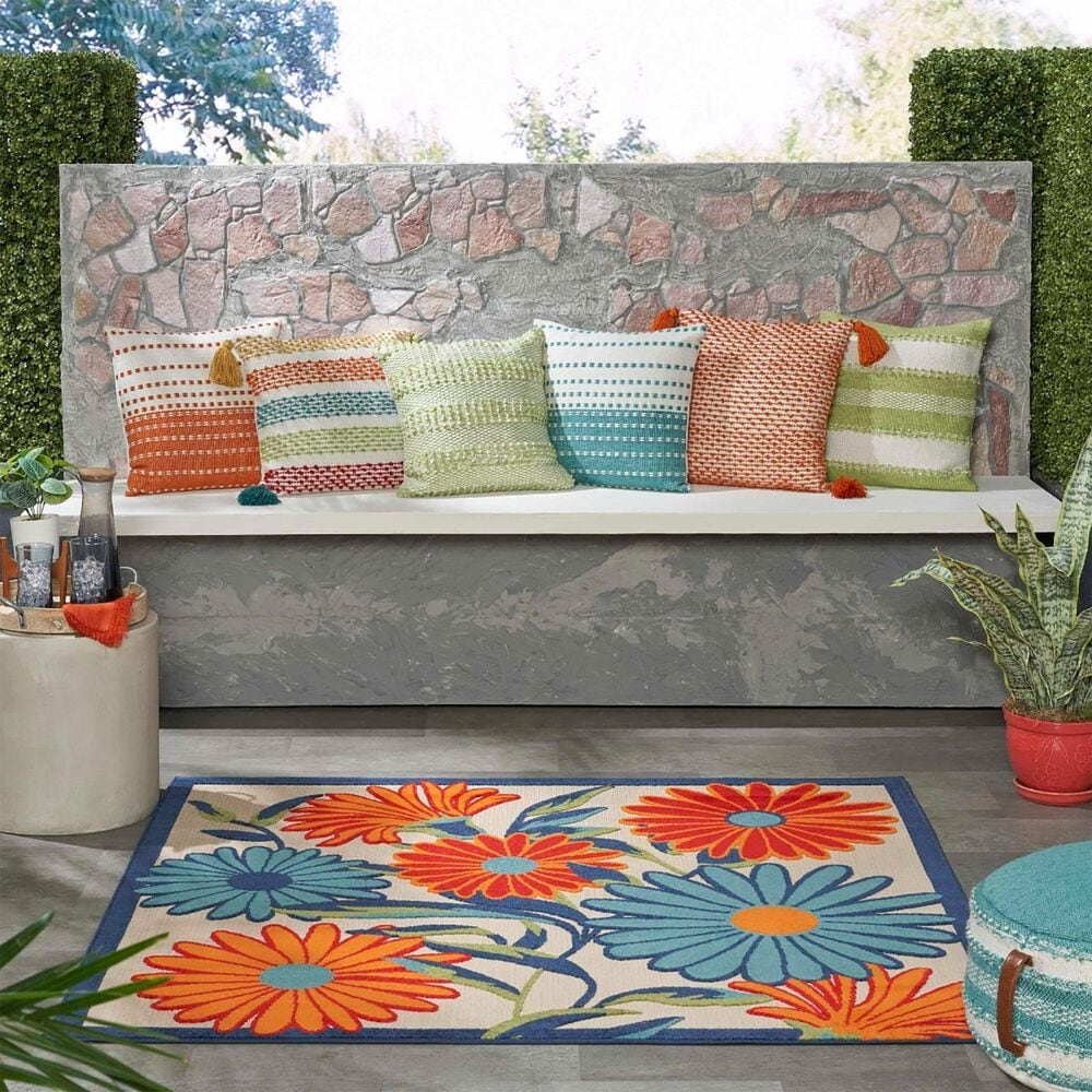 Nourison Aloha 5" Square Multicolor Indoor/Outdoor Area Rug, , large