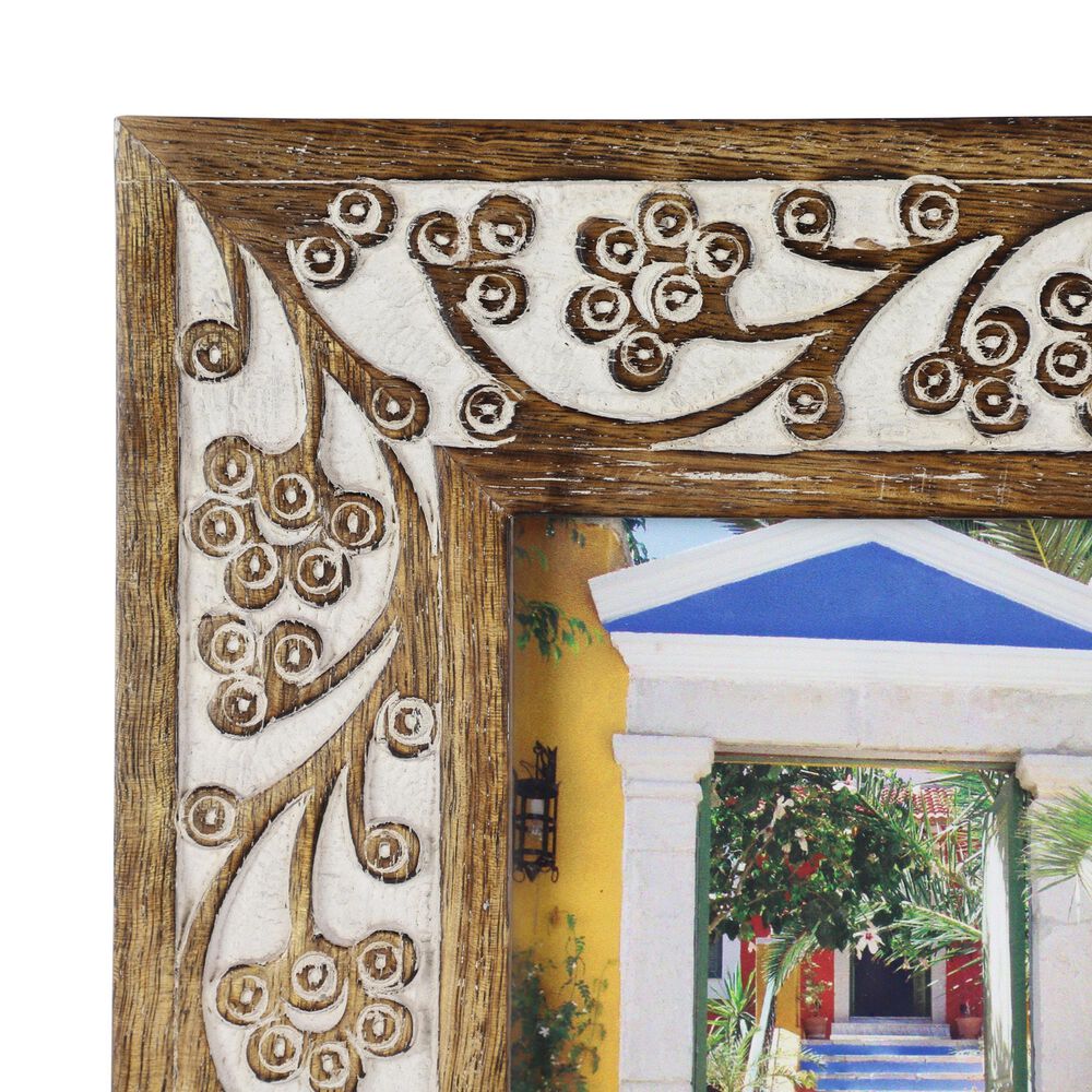 Maple and Jade Traditional Wood Photo Frame in Matte Brown and Whitewashed, , large