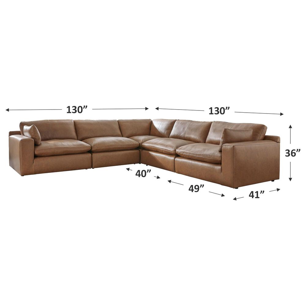 Ashley Emilia 5-Piece L-Shaped Sectional in Caramel, , large