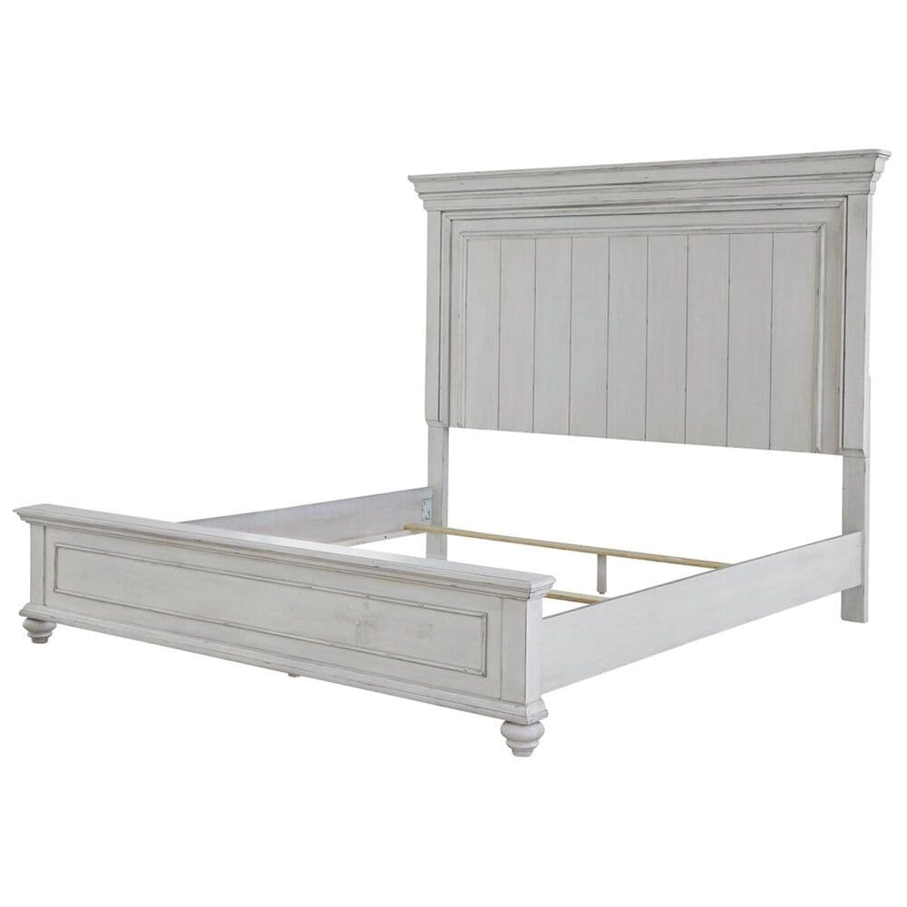 Ashley Kanwyn Queen Panel Bed in Distressed Whitewash, , large
